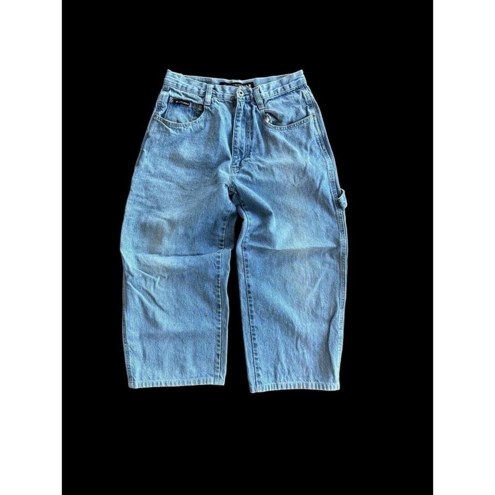 SOUTHPOLE Women's Y2K Sz 28W Carpenter‎ Cropped Capri Denim Jeans 90's Baggy